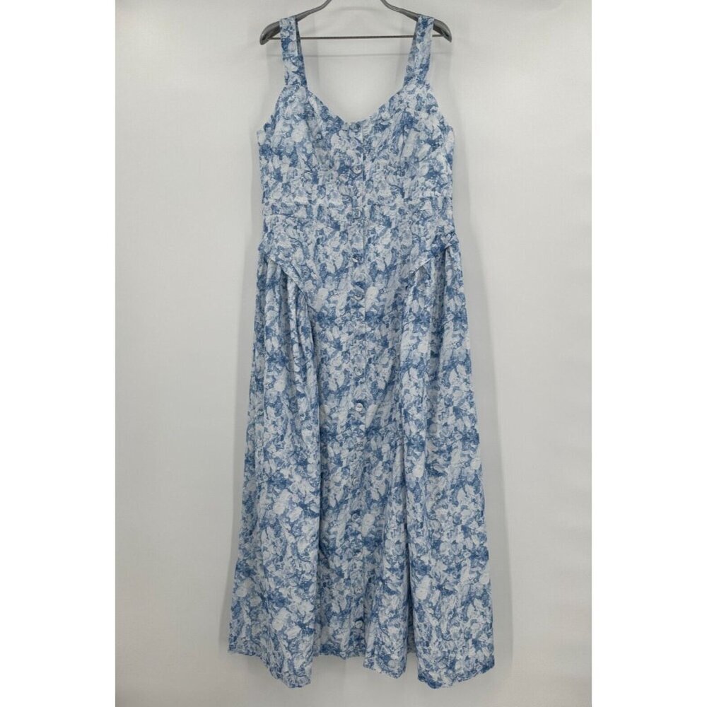 Hyacinth House by Tuckernuck Blue Abstract Floral Rosemary Midi Dress sz XS NWT